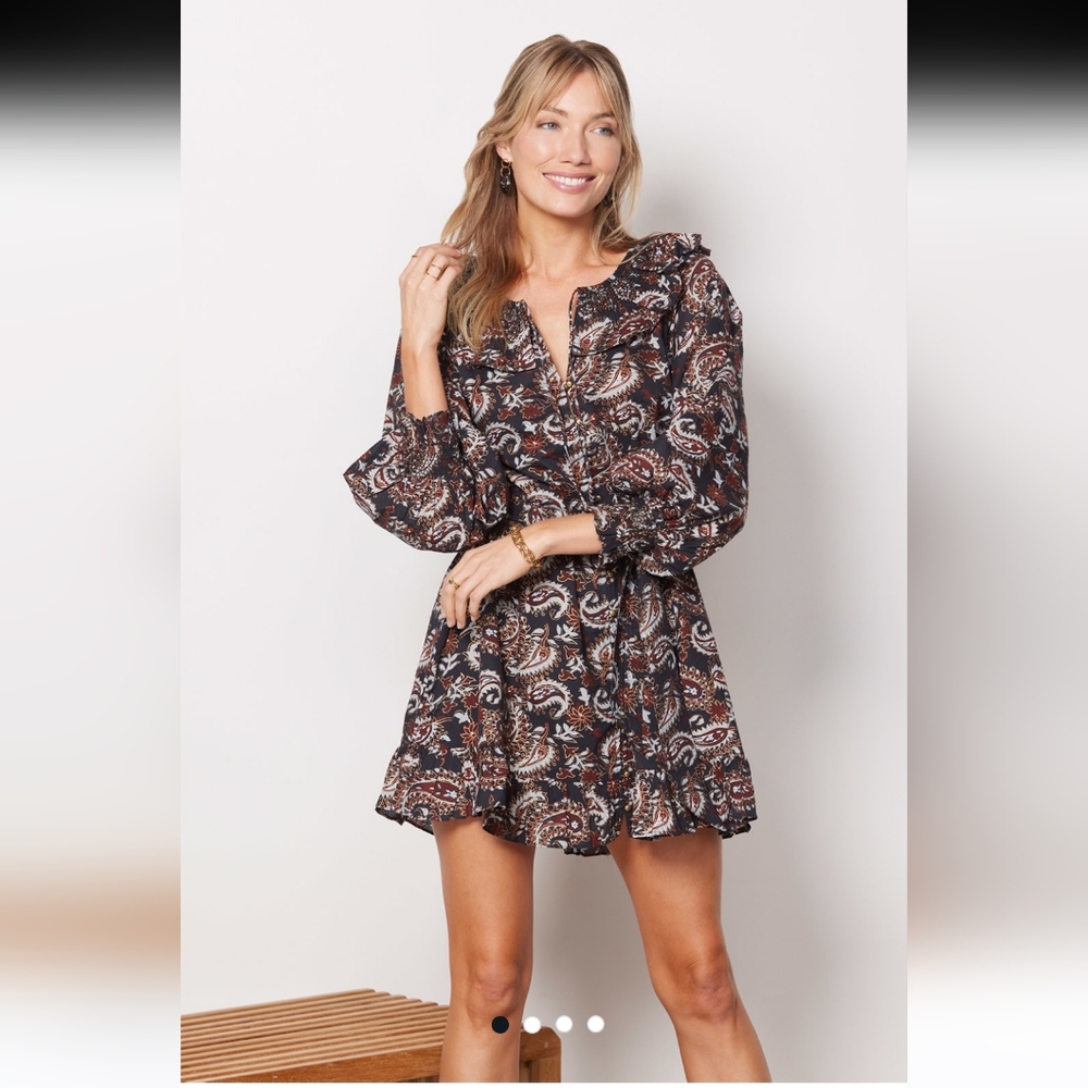 Cleobella Carolyn Mini dress in Avolon block print size S 100% organic cotton